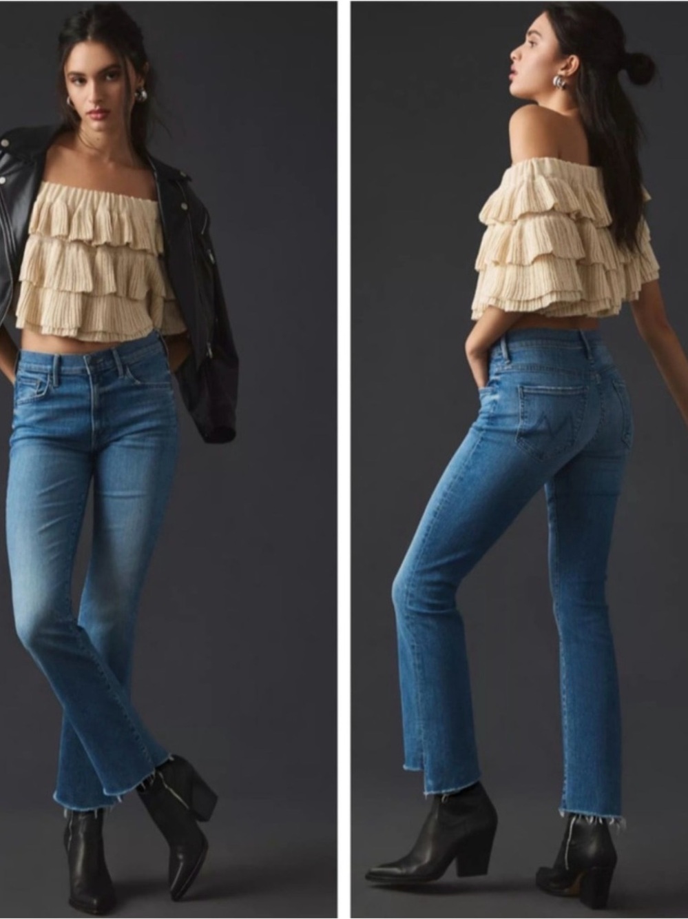 MOTHER The Insider Crop Step Fray Jeans Not Rough Enough Wash Size 24